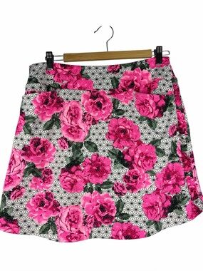 Tail Women’s Floral Golf Skort Pink Roses Geometric Print Pockets Medium